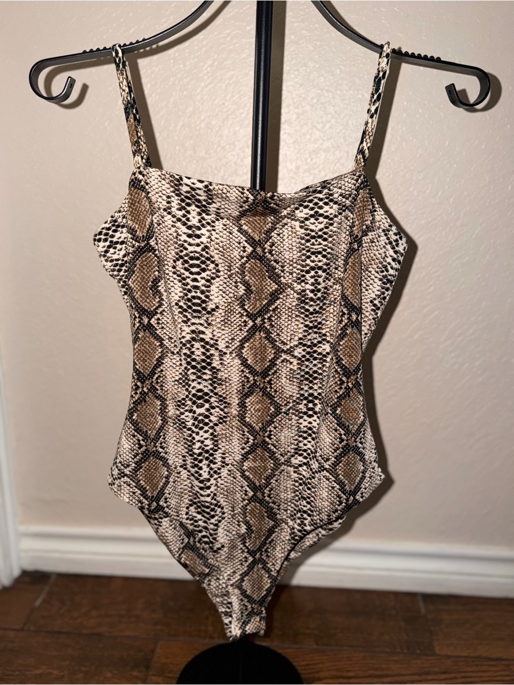 Snake Print One-Piece Swimsuit - Brown/Black
